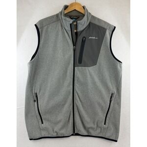 Eddie Bauer First Ascent Fleece Vest Mens XL Gray Full Zip Hiking EUC
